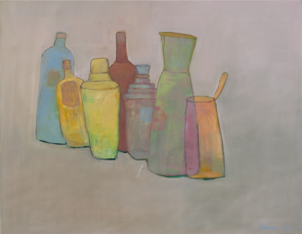 Stilleben m. Flaschen - 90 x 115 cm/Öl auf Leinwand - 2015